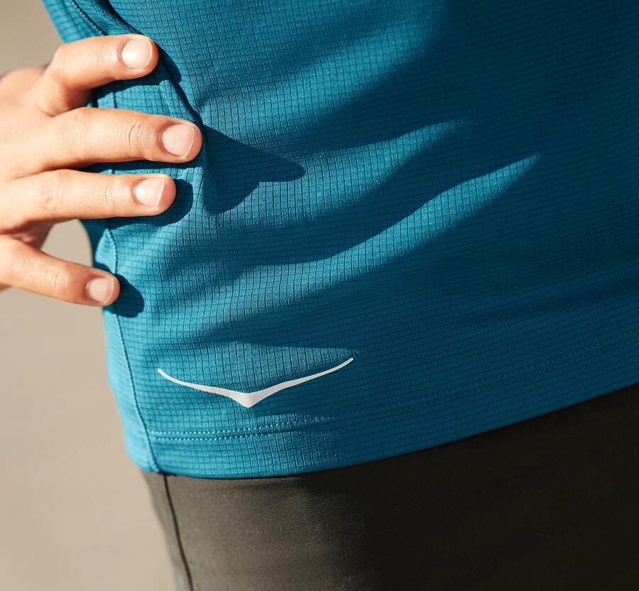 Hoka One One Performance Kort Sleeve Top Herr - Blå - SCZLE-7241